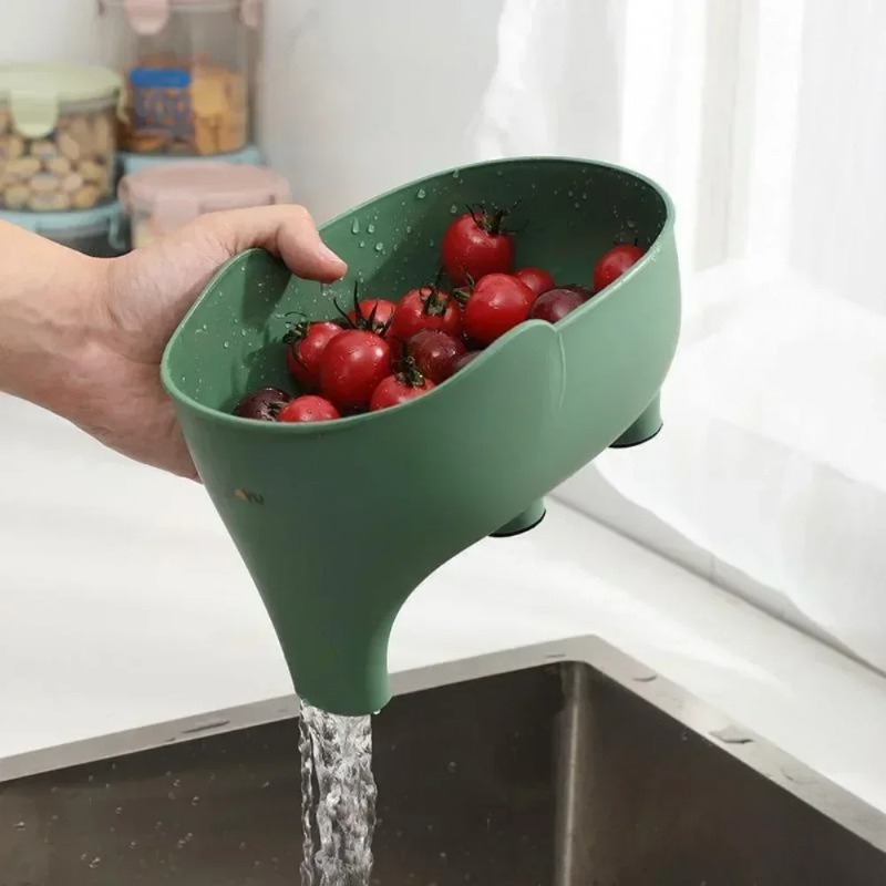 Sink Drain Strainer - 象の形をした排水バスケット、シンクストレーナー、果物と野菜の洗い物バスケット、吊り下げ式水切りラック、キッチンアクセサリー