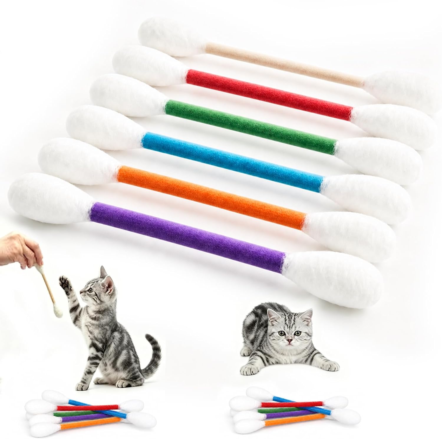 Wood Filler Stick - 創造的な猫用ミントおもちゃ、大きな綿菓子型、6個セット、巨大な噛む棒、猫のクリーニングや歯ぎしりに。