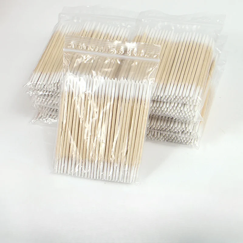Wood Filler Stick - 100/300 個ダブルヘッド綿棒女性メイク綿棒先端医療木材スティック鼻耳クリーニングヘルスケアツール
