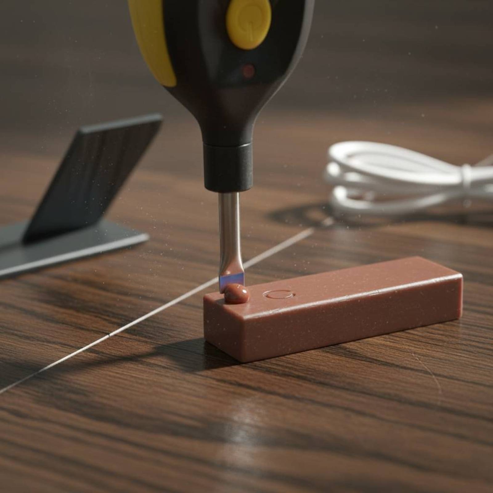 Wood Filler Stick - 木製床修理キット USB充電式加熱ペンキット フィラースティック 溶解修理ツール 収納ボックス 木製傷補修剤