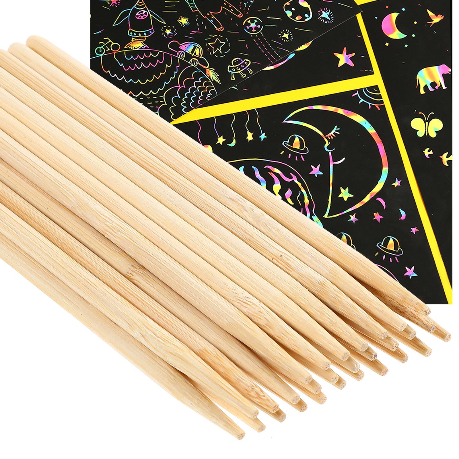 30 個木製スクラッチペイント竹ペンワックススティック髪小枝 - Wood Filler Stick のレビューと価格
