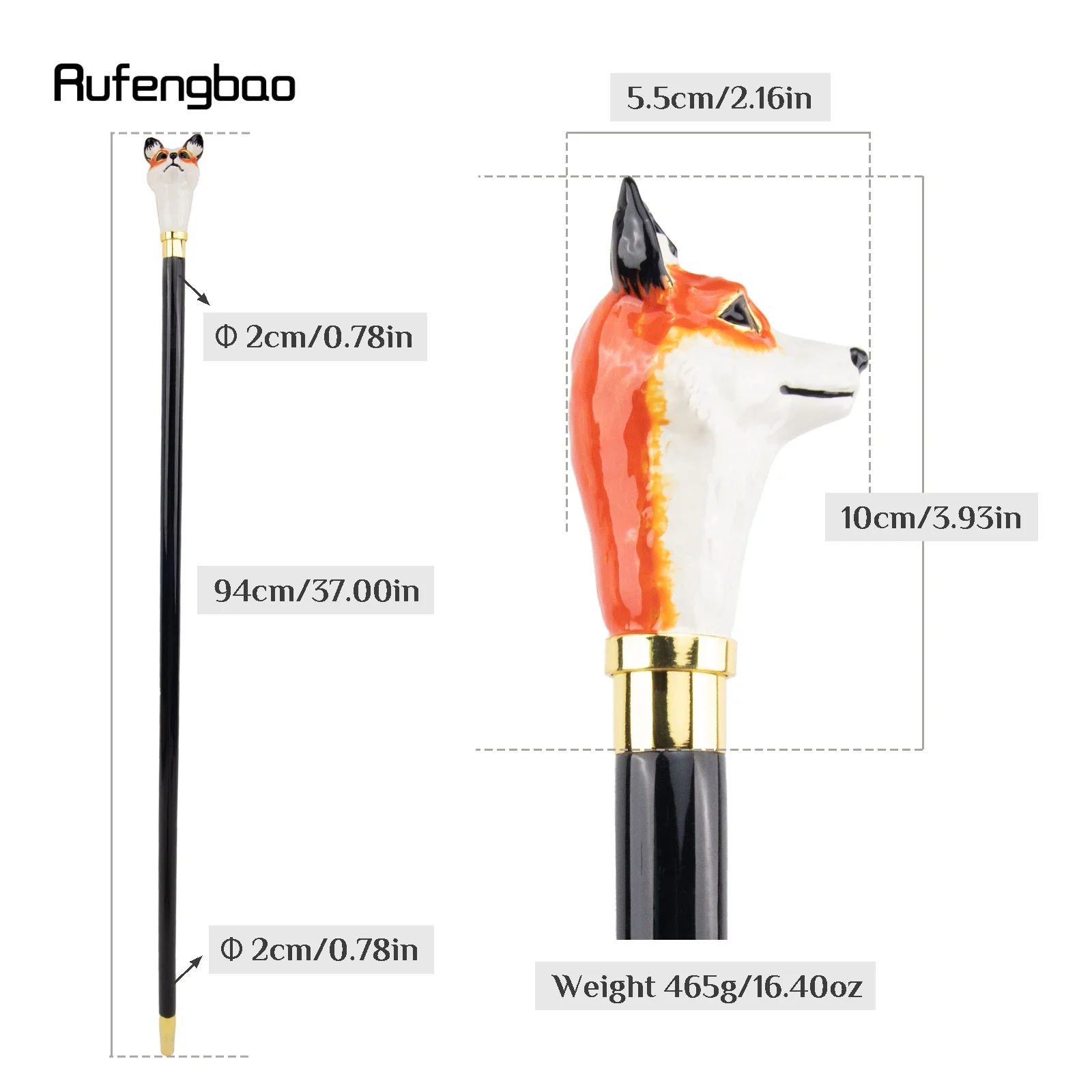 セラミック製の赤いキツネの頭部が付いた木製の単関節ファッショ - Wood Filler Stick のレビューと価格