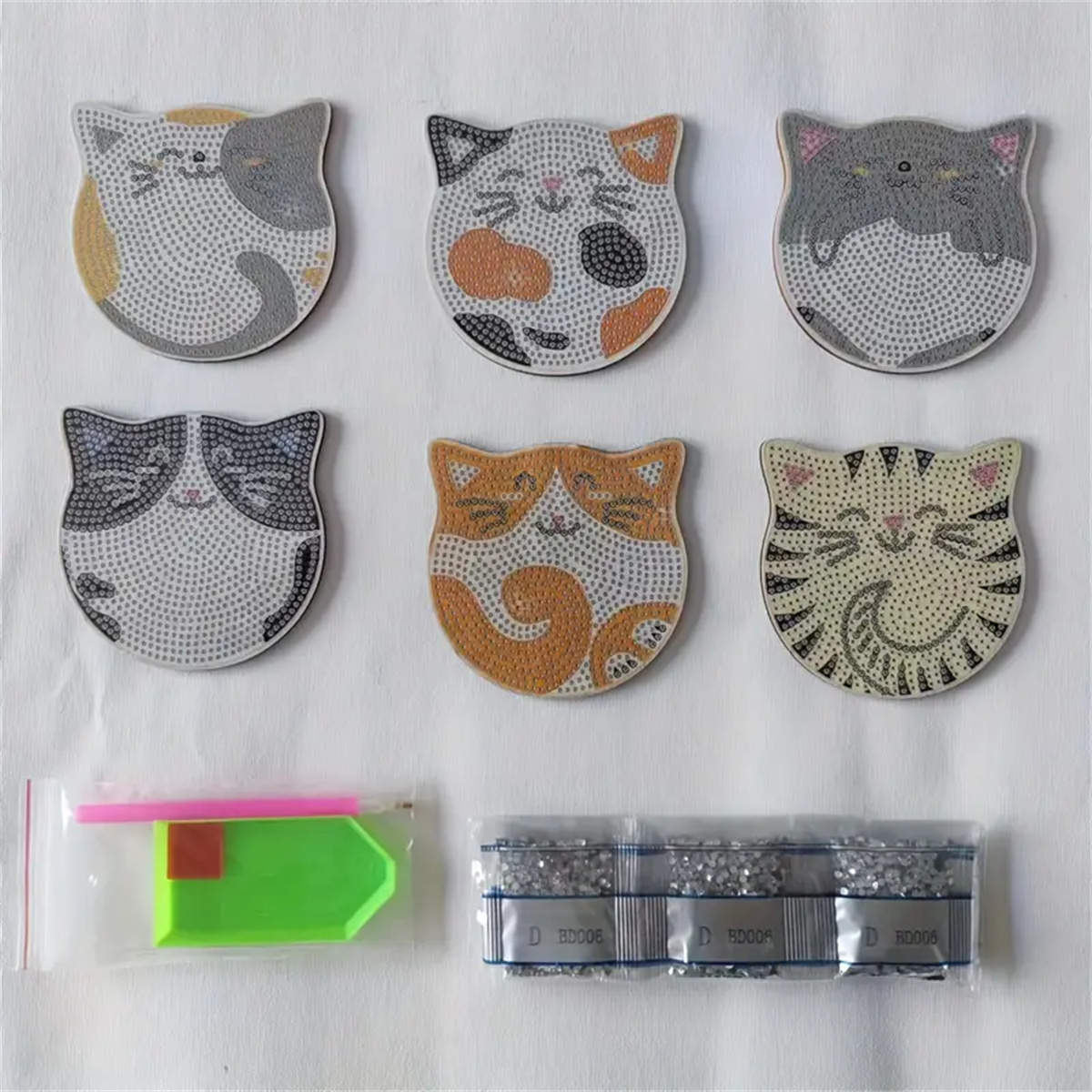 6 ピース/セット DIY 猫ラインストーン塗装モザイクドリ - Home Improvement Kitchen のレビューと価格