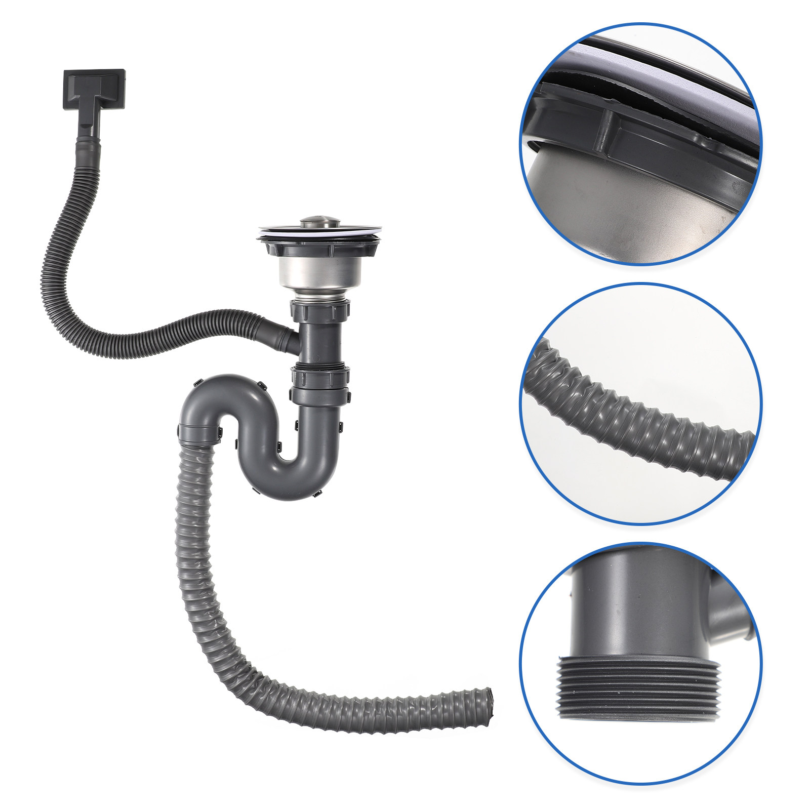 伸縮式排水管 304ステンレス製シンク排水キット 厚壁PVC - Sink Drain Strainer のレビューと価格